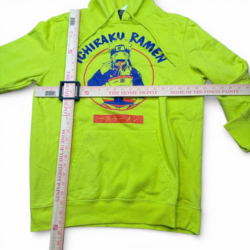 VTG Y2K Naruto Ichiraku Ramen Neon Green Graphic Hoodie Sweatshirt Mens‎ Large - Picture 5 of 9